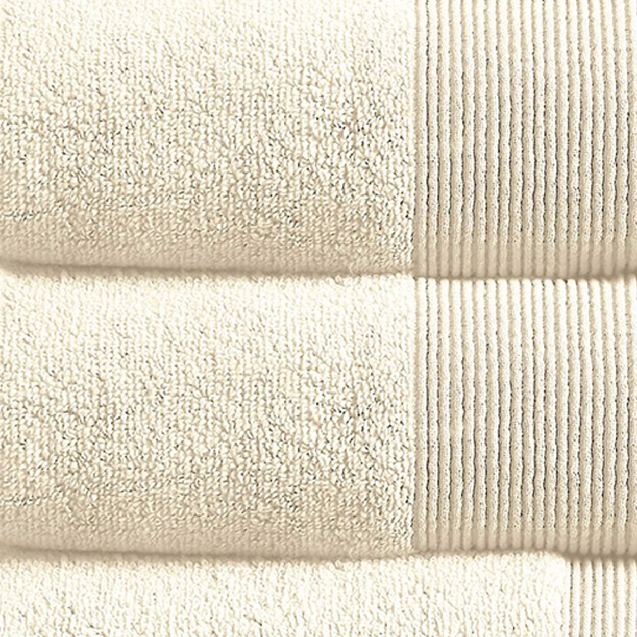 Indy Modern 6 Piece Cotton Towel Set, Softly Textured Design, Creamy White- Saltoro Sherpi