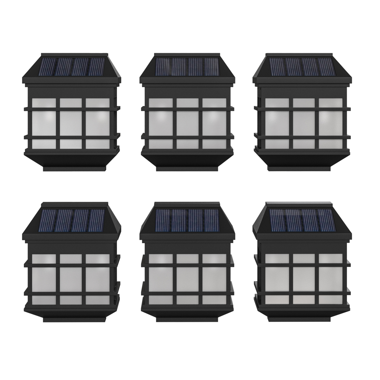 6 Pack Wall Mount LED Solar Lights - Weather Resistant Black Decorative Solar Powered Lights - Deck And Fencing Solar Lights