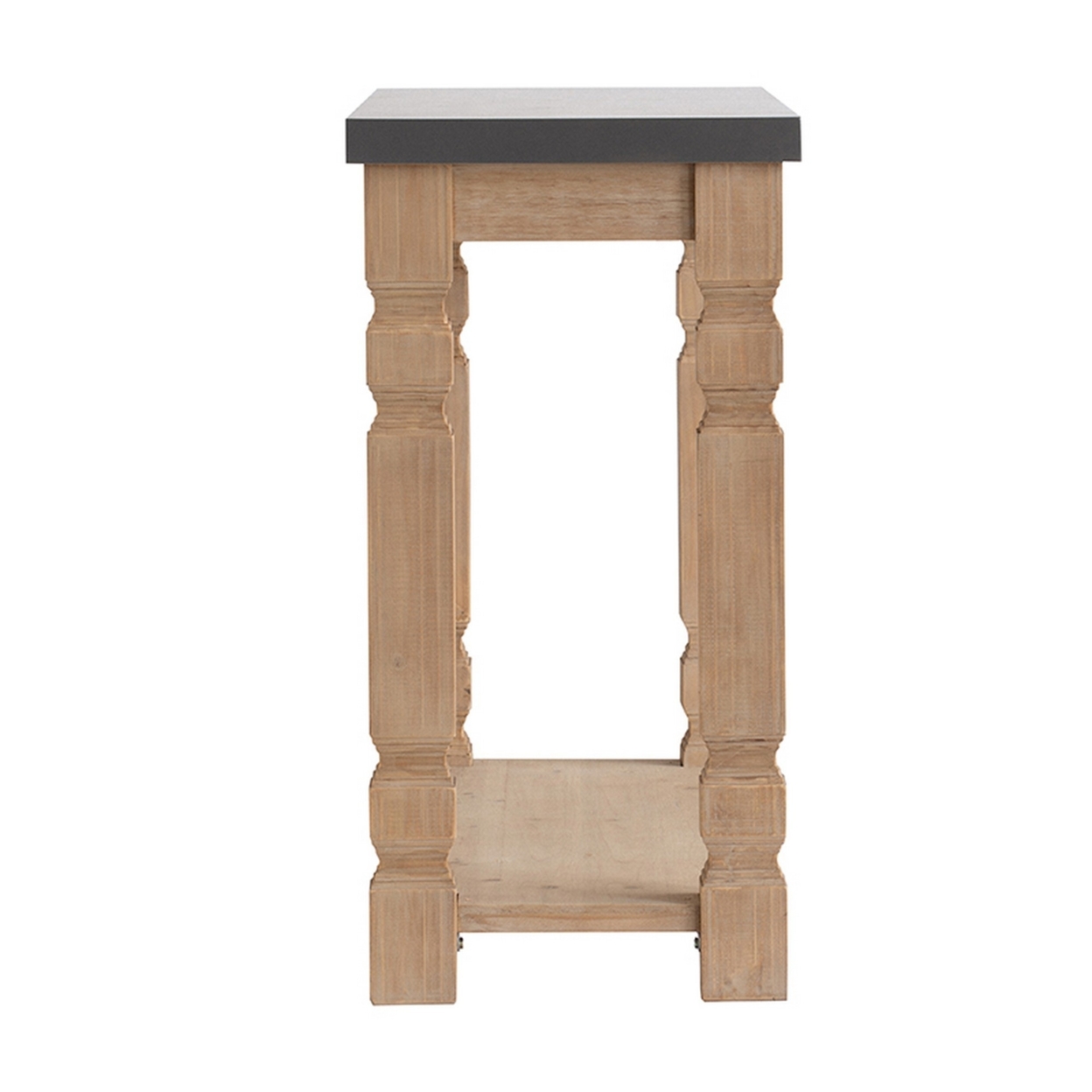 42 Inch Console Sideboard Table, Wood Frame, Concrete Top, Modern, Gray, Saltoro Sherpi