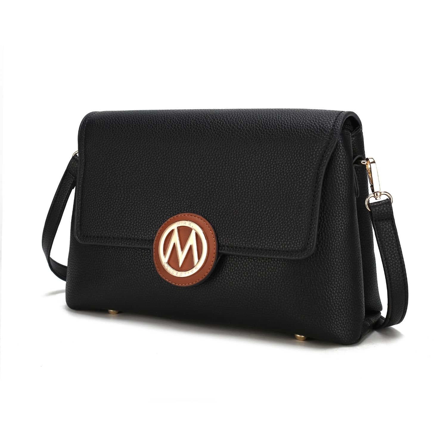 MKF Collection Johanna Multi Compartment Crossbody Handbag By Mia K - Black - Pewter