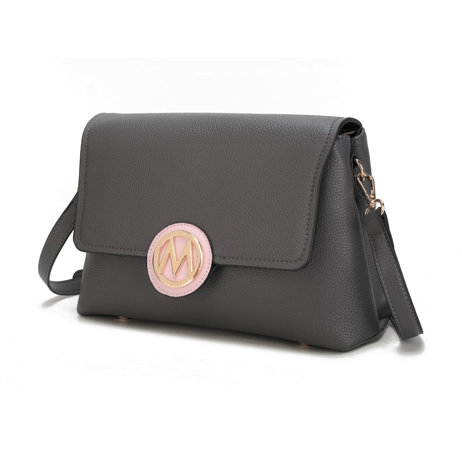 MKF Collection Johanna Multi Compartment Crossbody Handbag By Mia K - Charcoal-pink