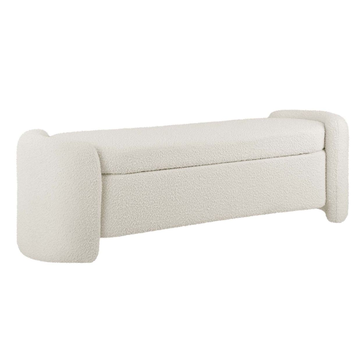 Nebula Boucle Upholstered Bench, Ivory
