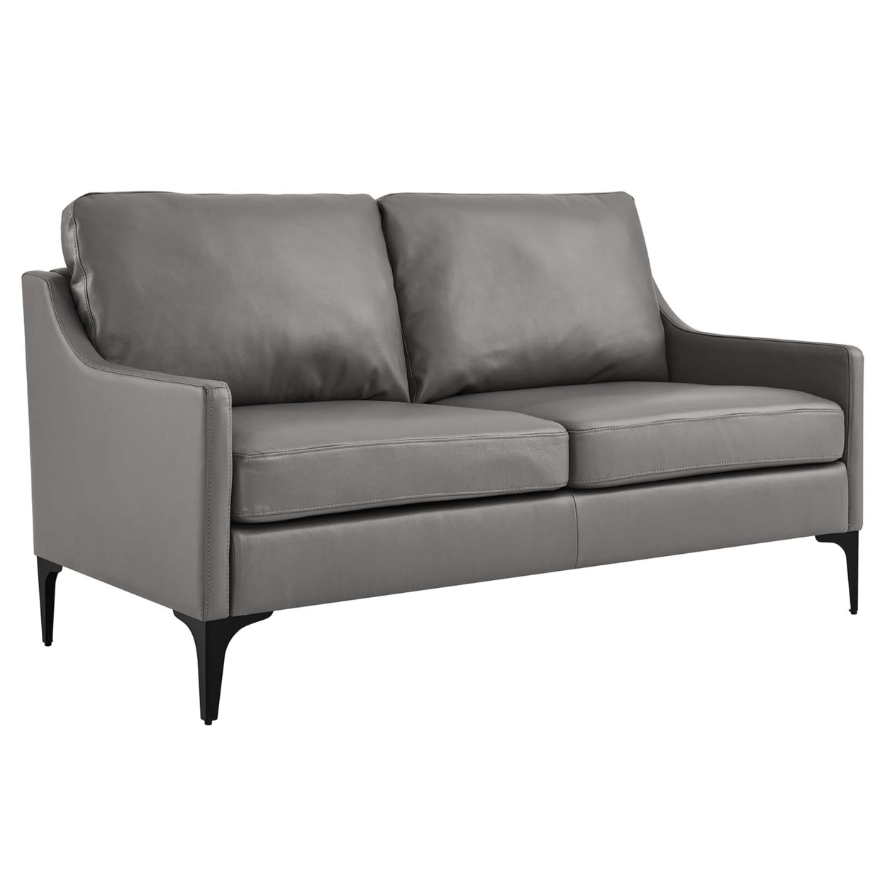 Corland Leather Loveseat, Gray