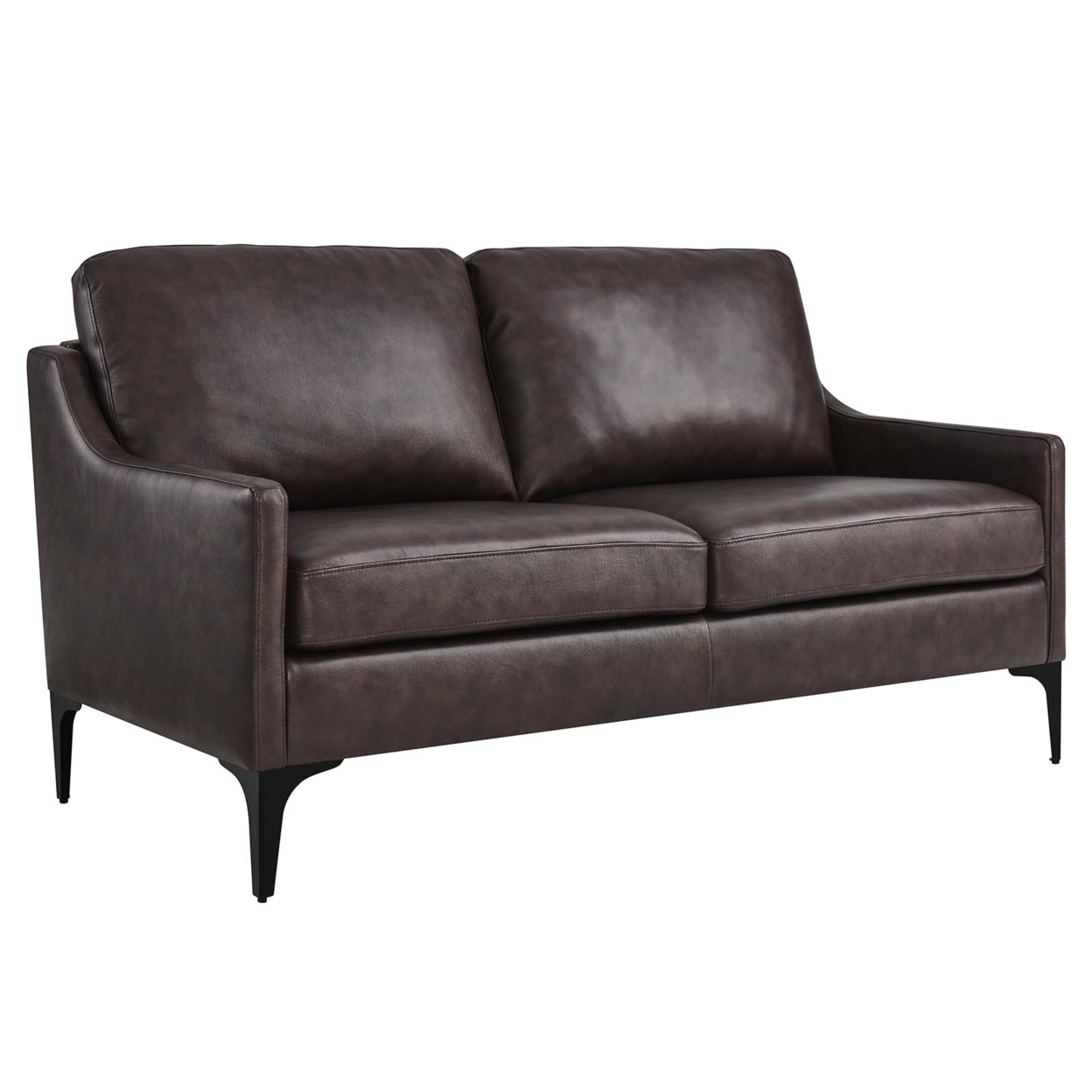 Corland Leather Loveseat, Brown