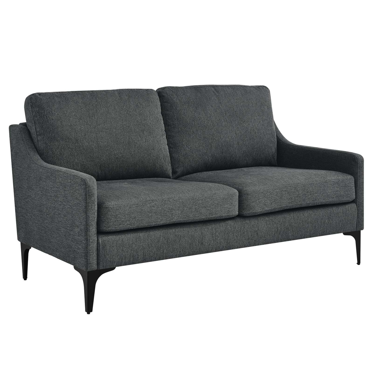 Corland Upholstered Fabric Loveseat, Charcoal