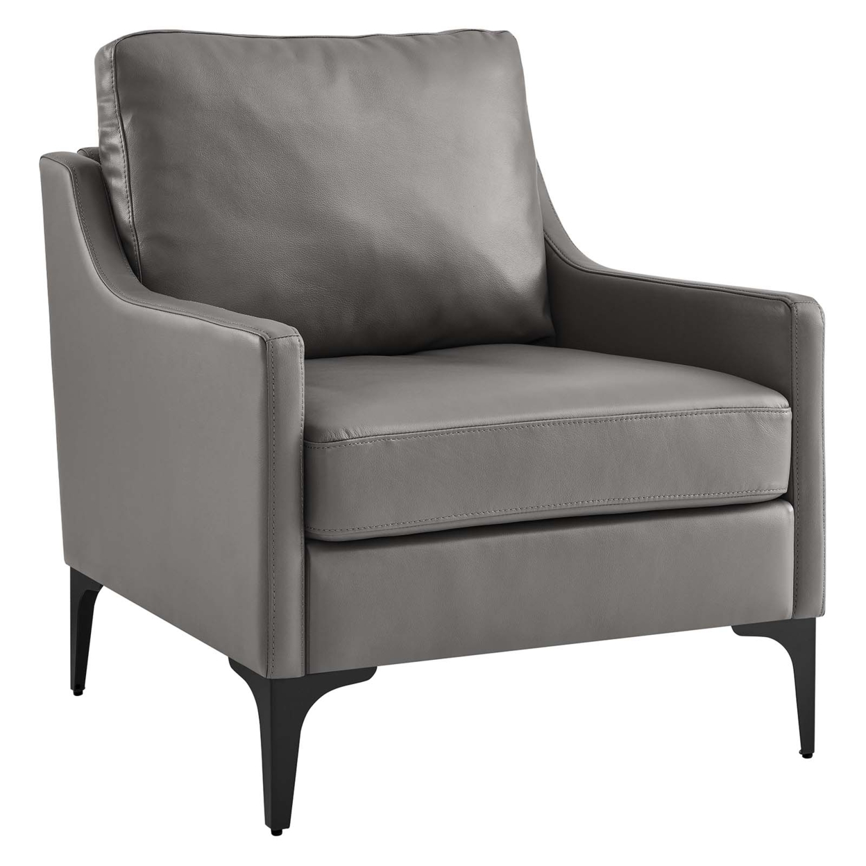 Corland Leather Armchair, Gray