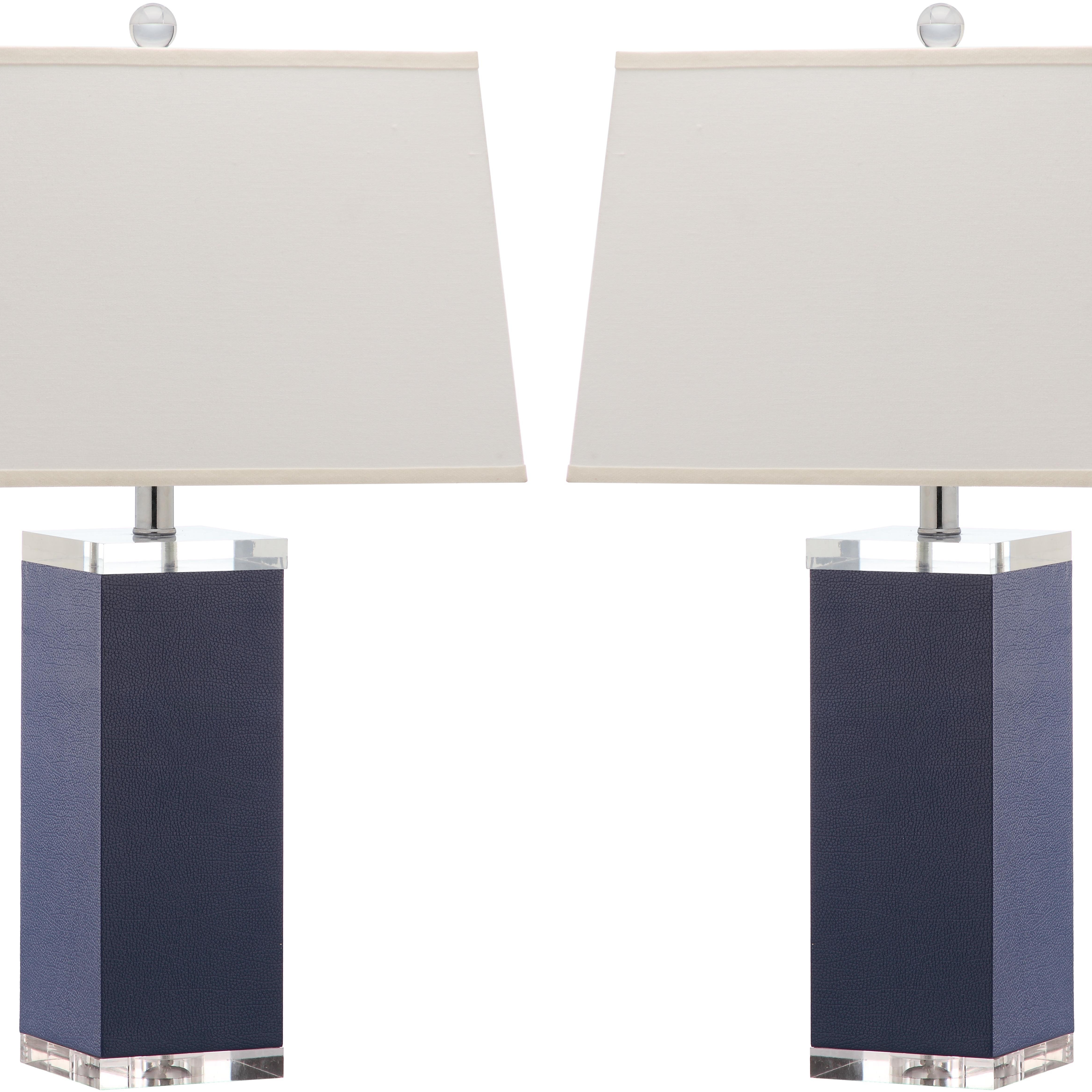 SAFAVIEH Deco Leather Table Lamp (Set Of 2) , Navy ,