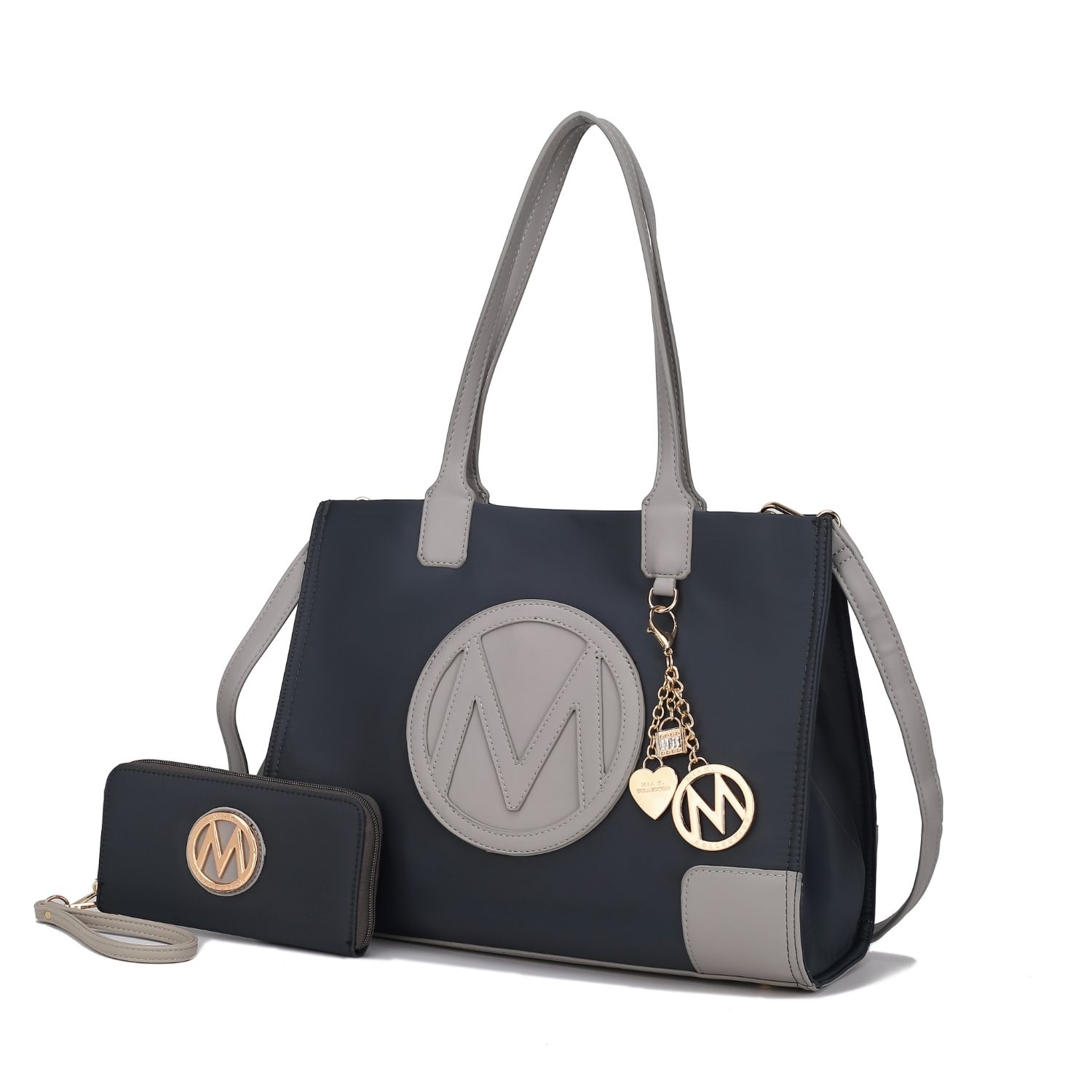 MKF Collection Louise Tote Handbag And Wallet Set By Mia K. - Charcoal Light Gray