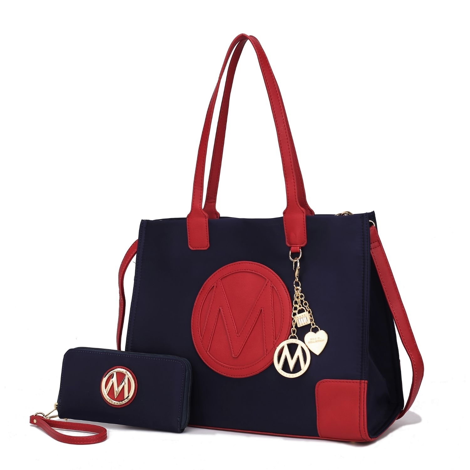 MKF Collection Louise Tote Handbag And Wallet Set By Mia K. - Navy Red