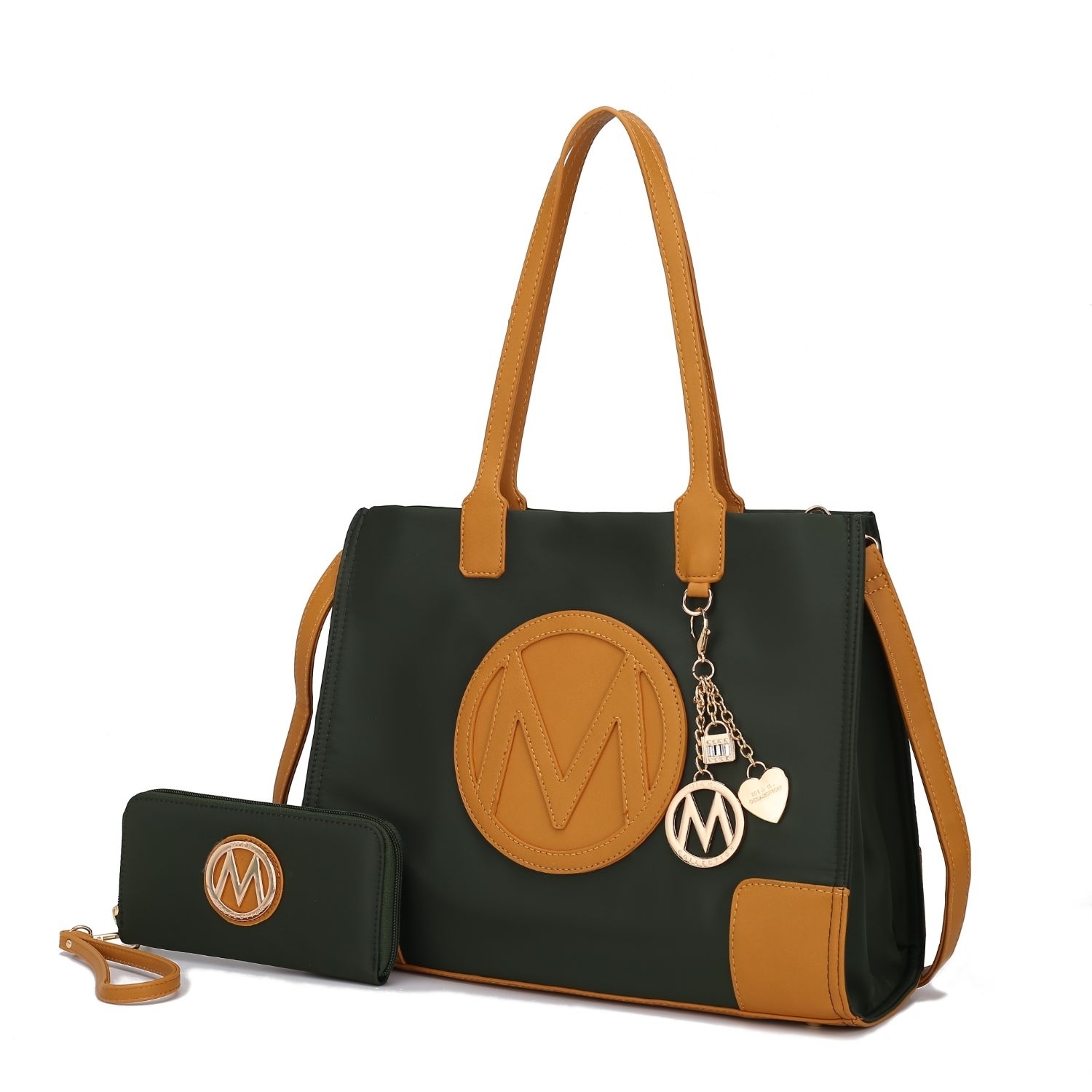 MKF Collection Louise Tote Handbag And Wallet Set By Mia K. - Olive Mustard