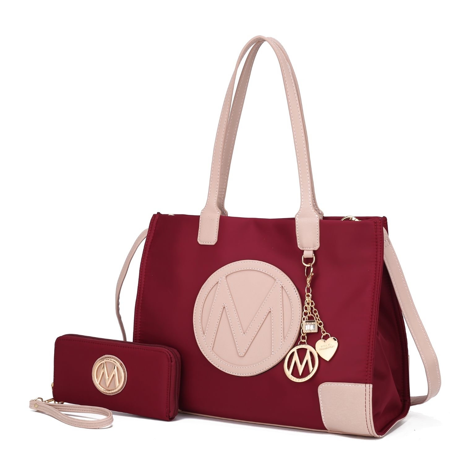 MKF Collection Louise Tote Handbag And Wallet Set By Mia K. - Burgundy Blush