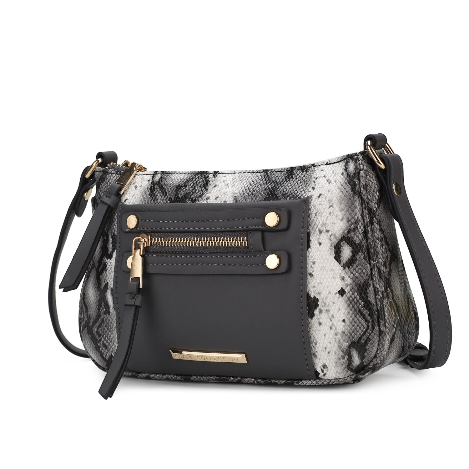 MKF Collection Essie Snake Embossed Vegan Leather Crossbody By Mia K - Charcoal
