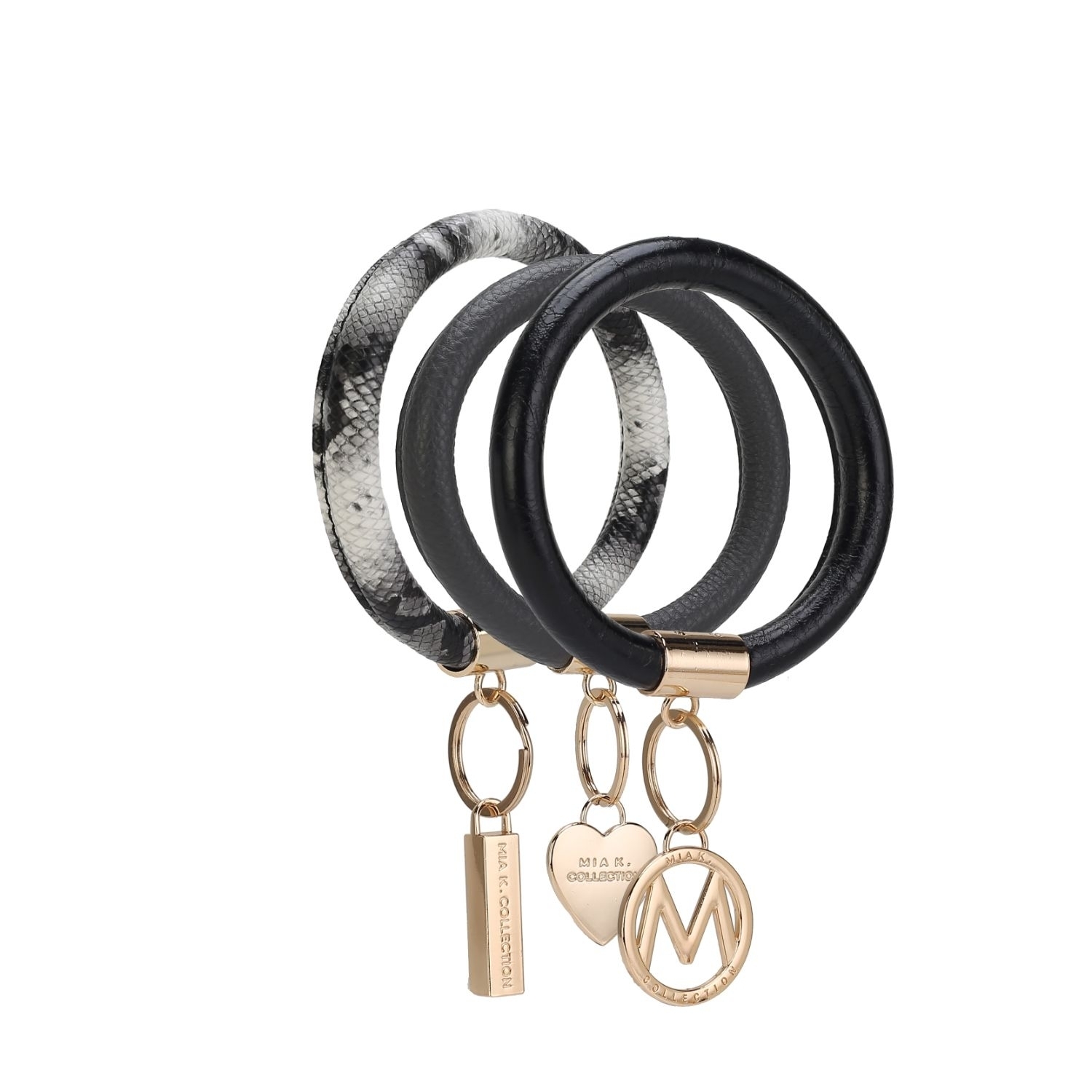 MKF Collection Jasmine Vegan Leather Women’s Wristlet Keychain Set By Mia K- 3 Pieces - Charcoal-Black
