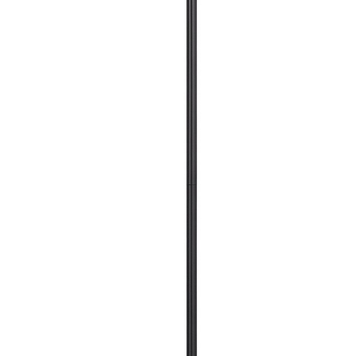 63 Inch Metal Lamp, Downbridge Adjustable Bamboo Shade, Brown, Black- Saltoro Sherpi