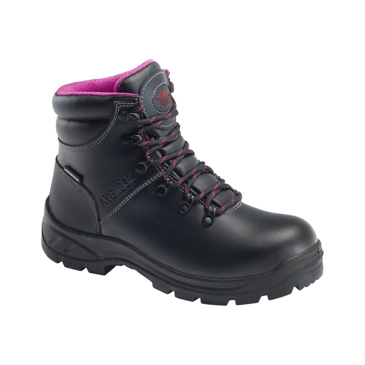 FSI FOOTWEAR SPECIALTIES INTERNATIONAL NAUTILUS Avenger Women's Builder Mid Soft Toe Waterproof Work Boots Black/Pink - A8674 BLACK/PINK - B