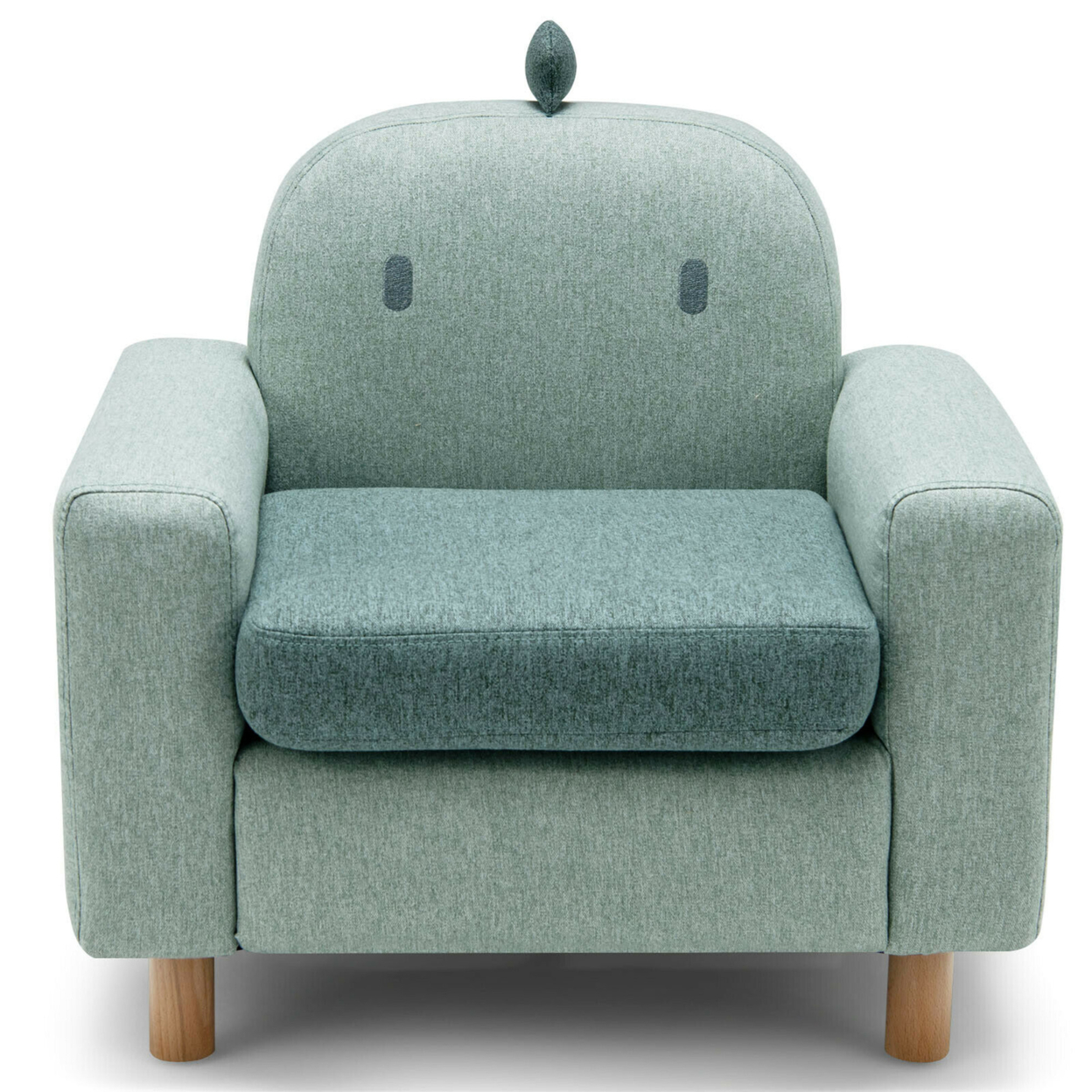 Kids Dinosaur/Panda/Chick Sofa Wooden Armrest Chair Couch W/ Thick Cushion Beech Legs Gift - Green, Dinosaur