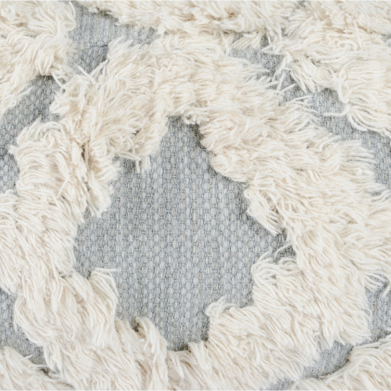 24 Inch Classic Wool Sqaure Pouf, Wide Design, Handwoven Texture, Gray, Saltoro Sherpi