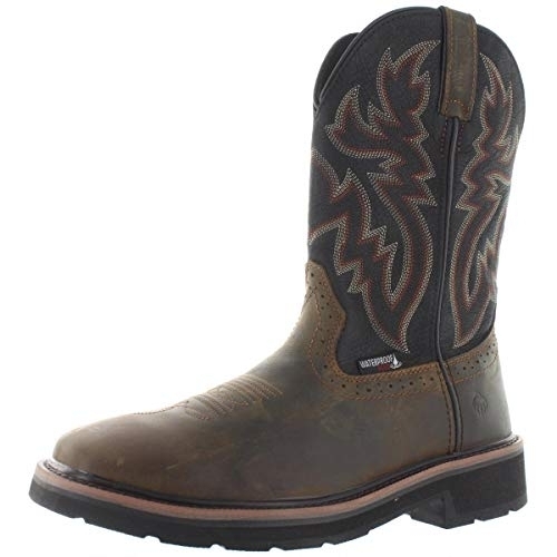 WOLVERINE Men's Rancher Waterproof Soft Toe Wellington Work Boot Black/Brown - W10768 Varies BLACK/BROWN - BLACK/BROWN, 8 Wide