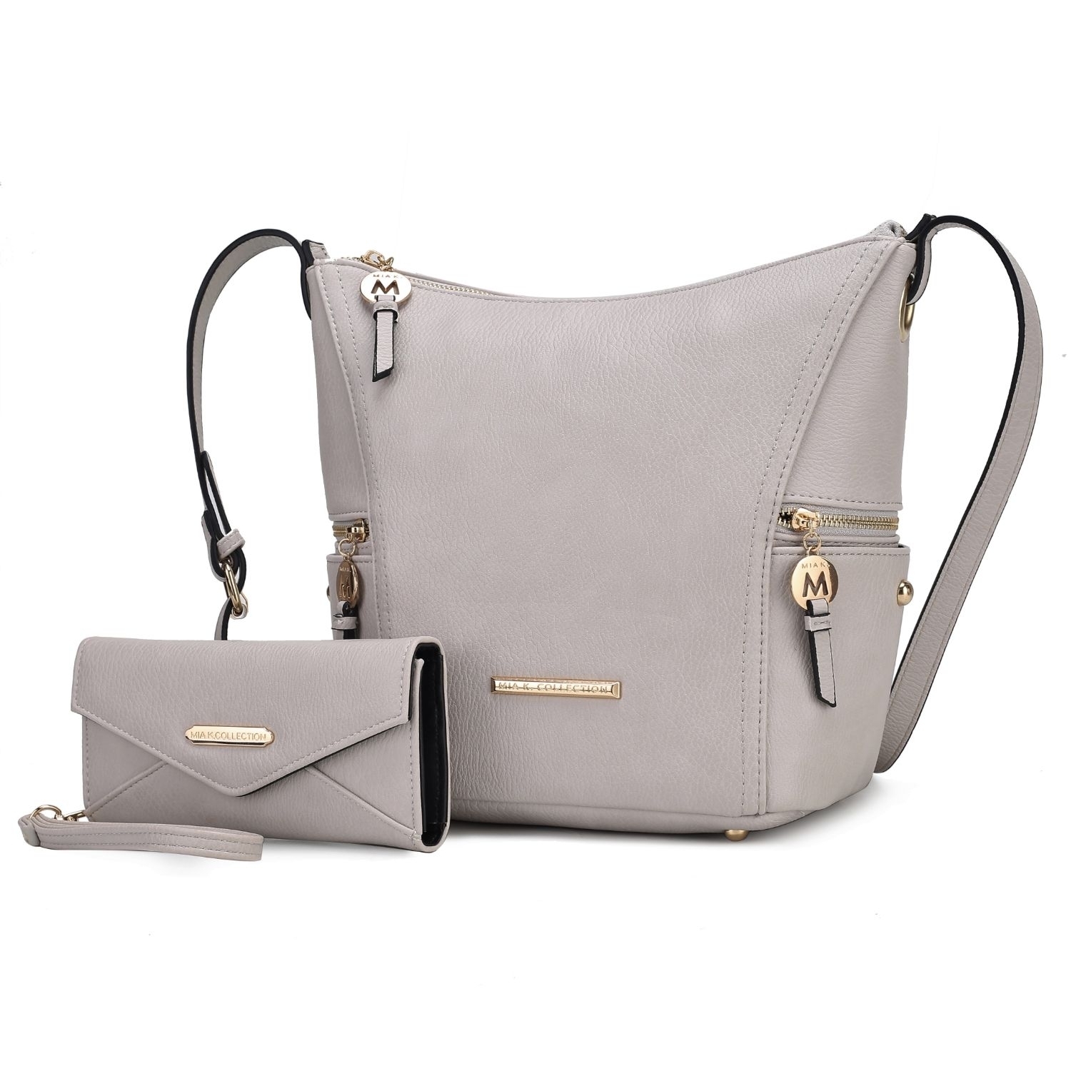 MKF Collection Lux Hobo Handbag With Wallet By Mia K.- 2 Pcs - Light Grey