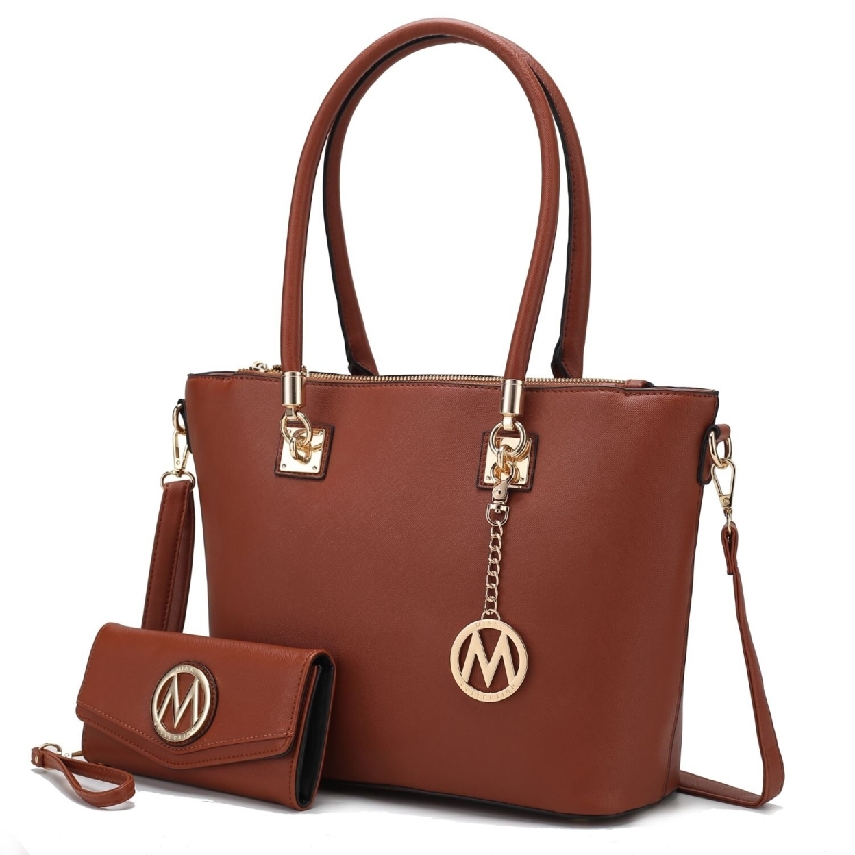 MKF Collection Vanessa Tote Handbag & Wallet Set By Mia K. - Cognac
