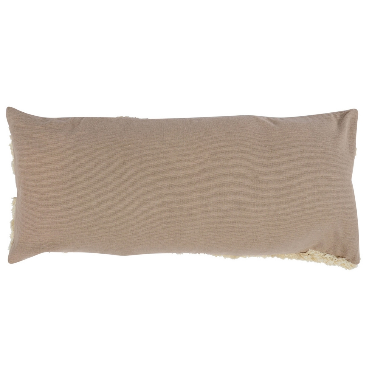 16 X 36 Rectangular Cotton Accent Throw Pillow, Shaggy Textured, Brown, Saltoro Sherpi