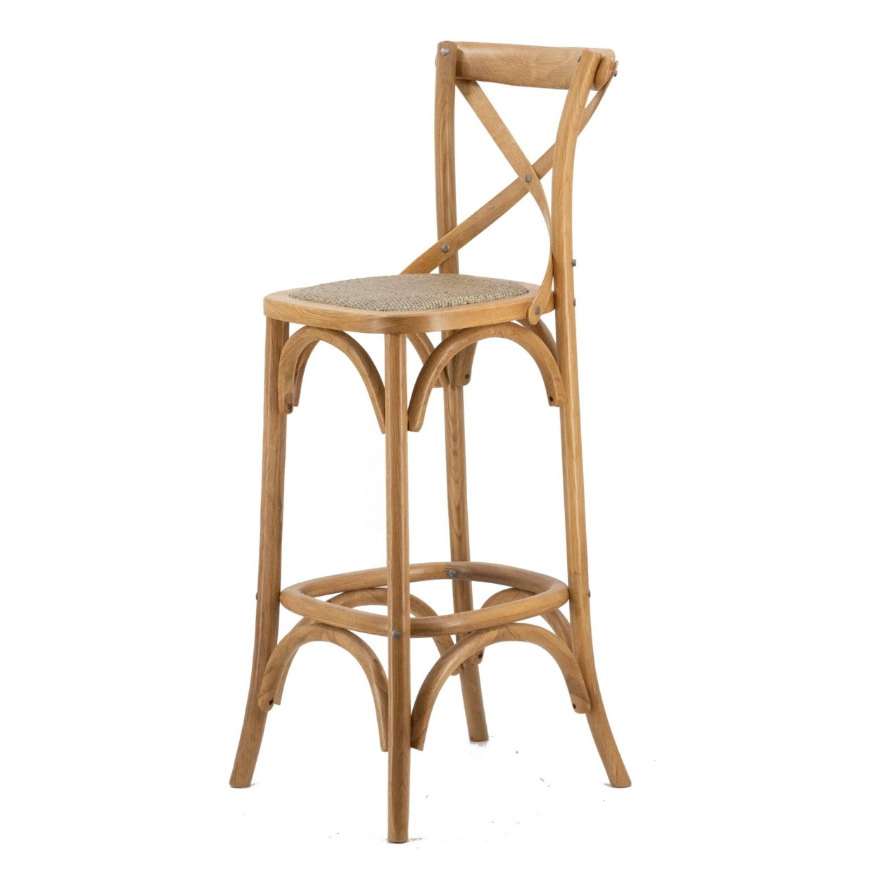 21 Inch Oak Wood Bar Chair, Square Backrest And Foam Seat, Beige, Brown- Saltoro Sherpi