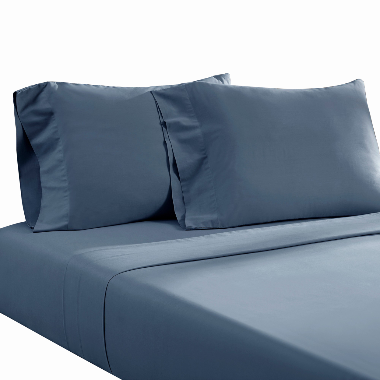 Ivy 4 Piece King Size Cotton Ultra Soft Bed Sheet Set, Prewashed, Dark Blue- Saltoro Sherpi