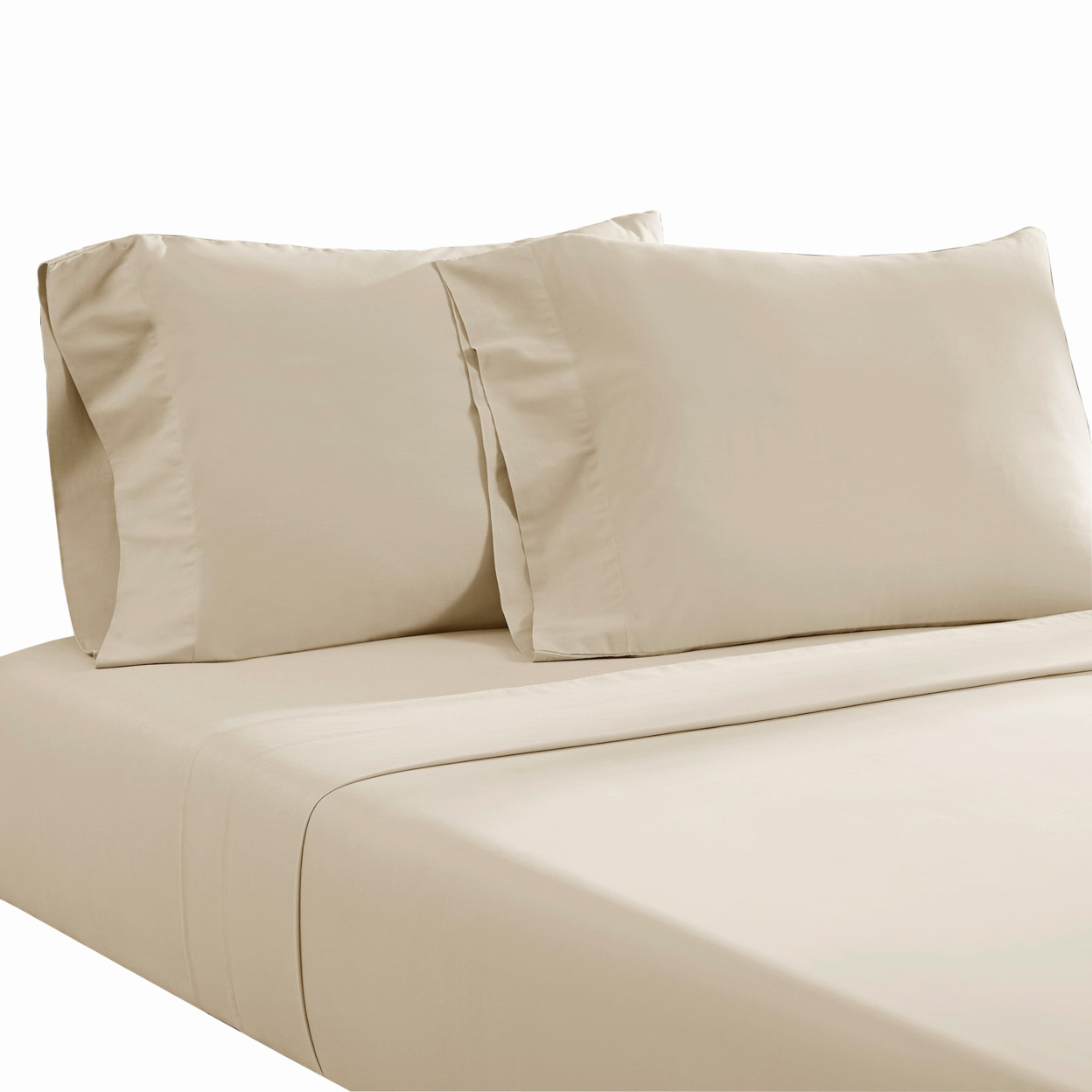 Ivy 4 Piece Queen Size Cotton Ultra Soft Bed Sheet Set, Prewashed, Cream- Saltoro Sherpi