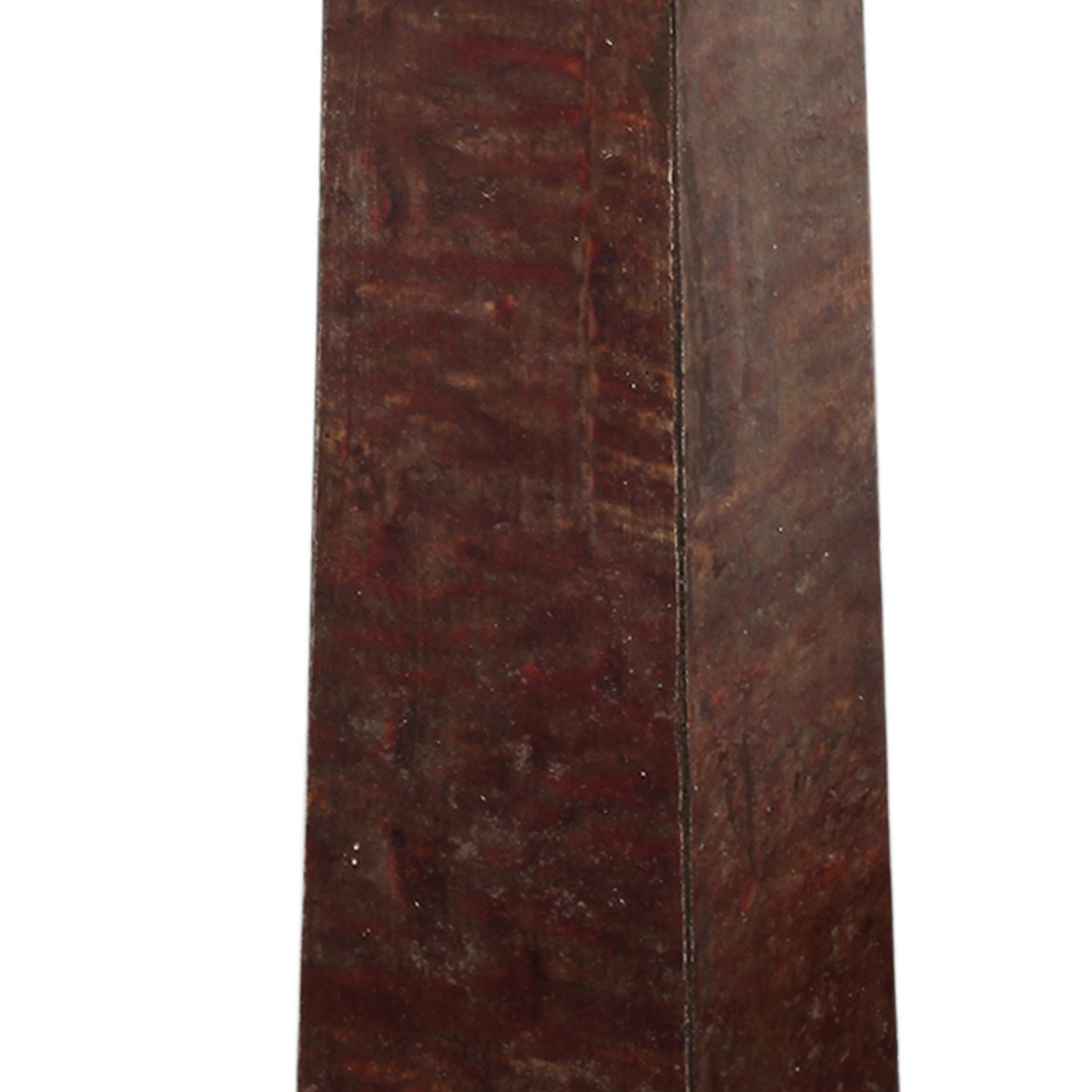 21 Inch Pillar Candle Holder, Tapered Block Pedestal, Dark Brown Wood- Saltoro Sherpi