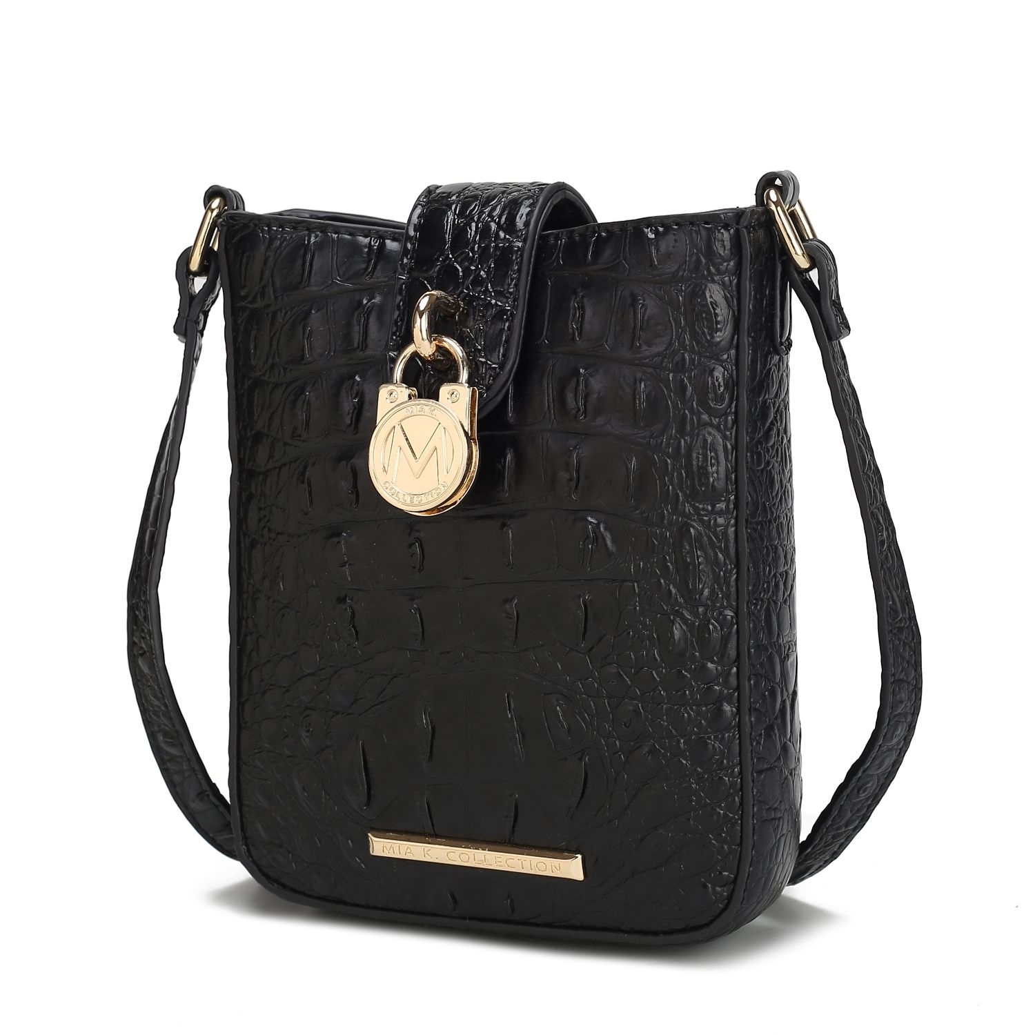 MKF Collection Avery Faux Crocodile Embossed Vegan Leather Women's Crossbody Bag By Mia K - Taupe