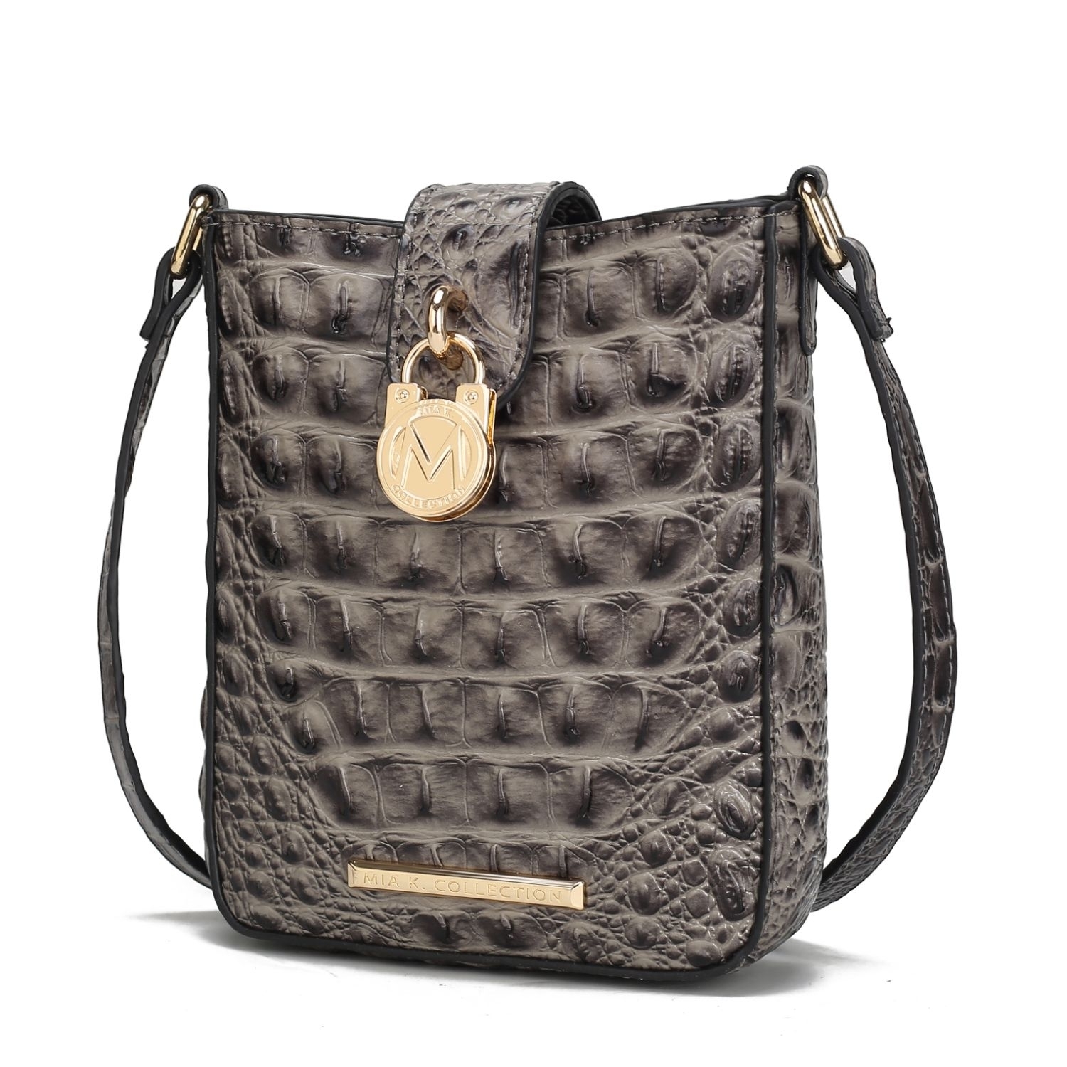 MKF Collection Avery Faux Crocodile Embossed Vegan Leather Women's Crossbody Bag By Mia K - Charcoal