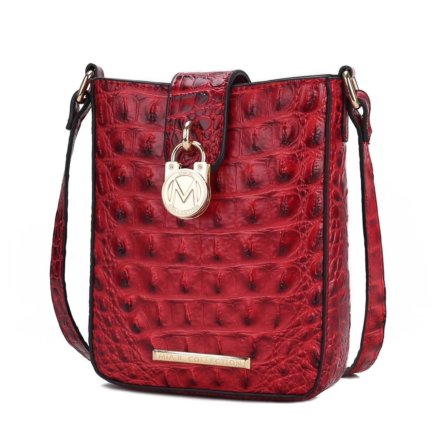 MKF Collection Avery Faux Crocodile Embossed Vegan Leather Women's Crossbody Bag By Mia K - Red