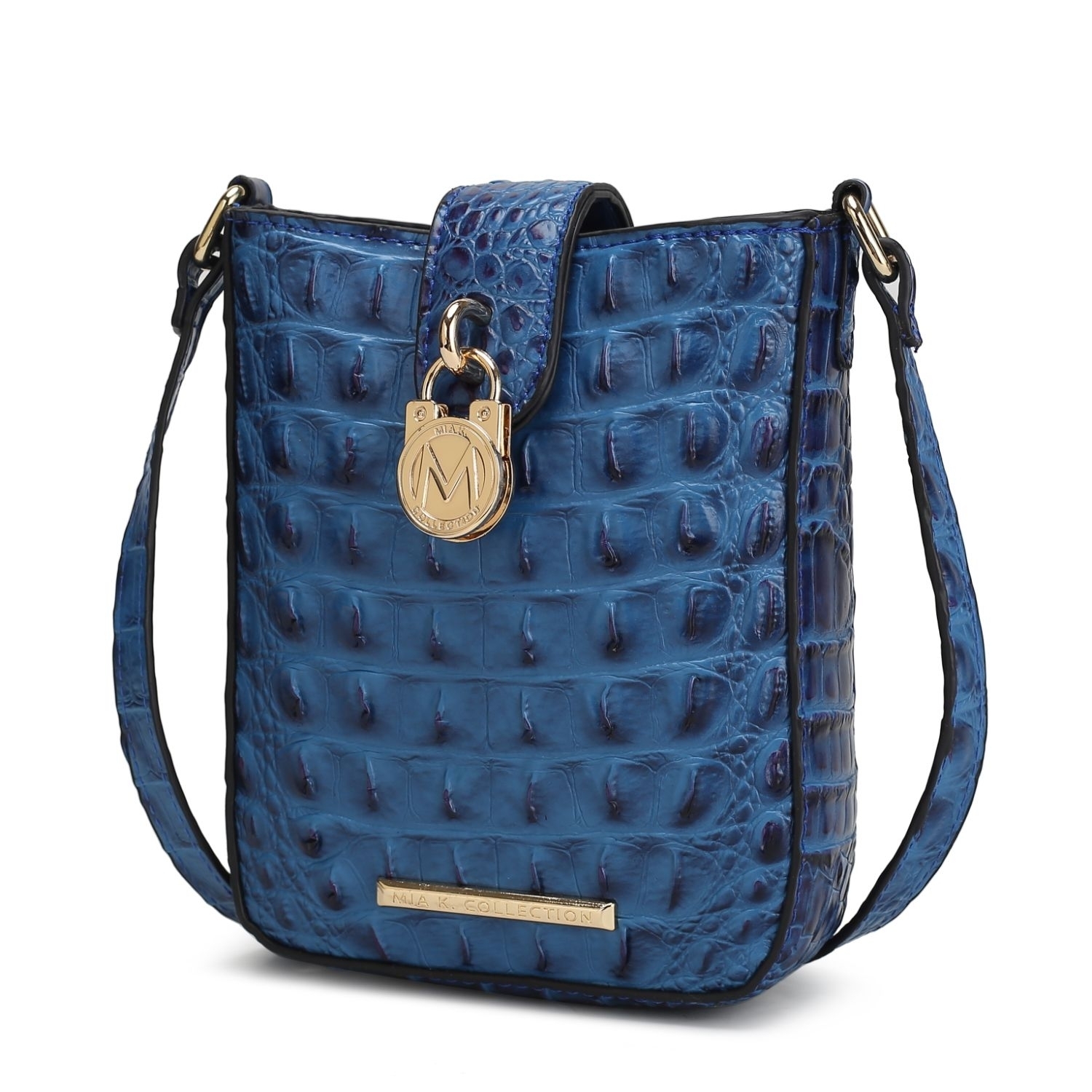 MKF Collection Avery Faux Crocodile Embossed Vegan Leather Women's Crossbody Bag By Mia K - Royal Blue