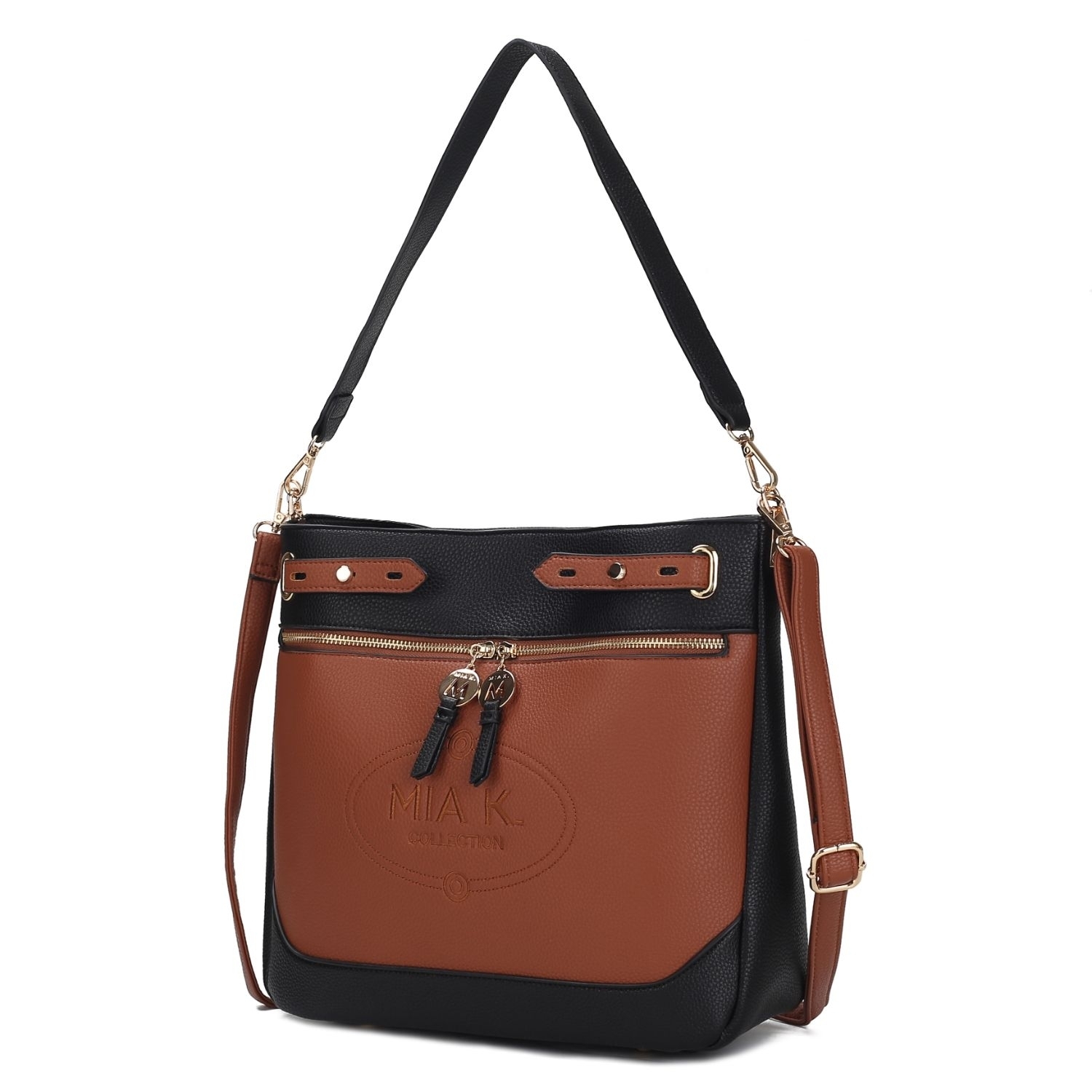 MKF Collection Evie Two-tone Vegan Leather Women's Shoulder Bag By Mia K. - Charcoal-white