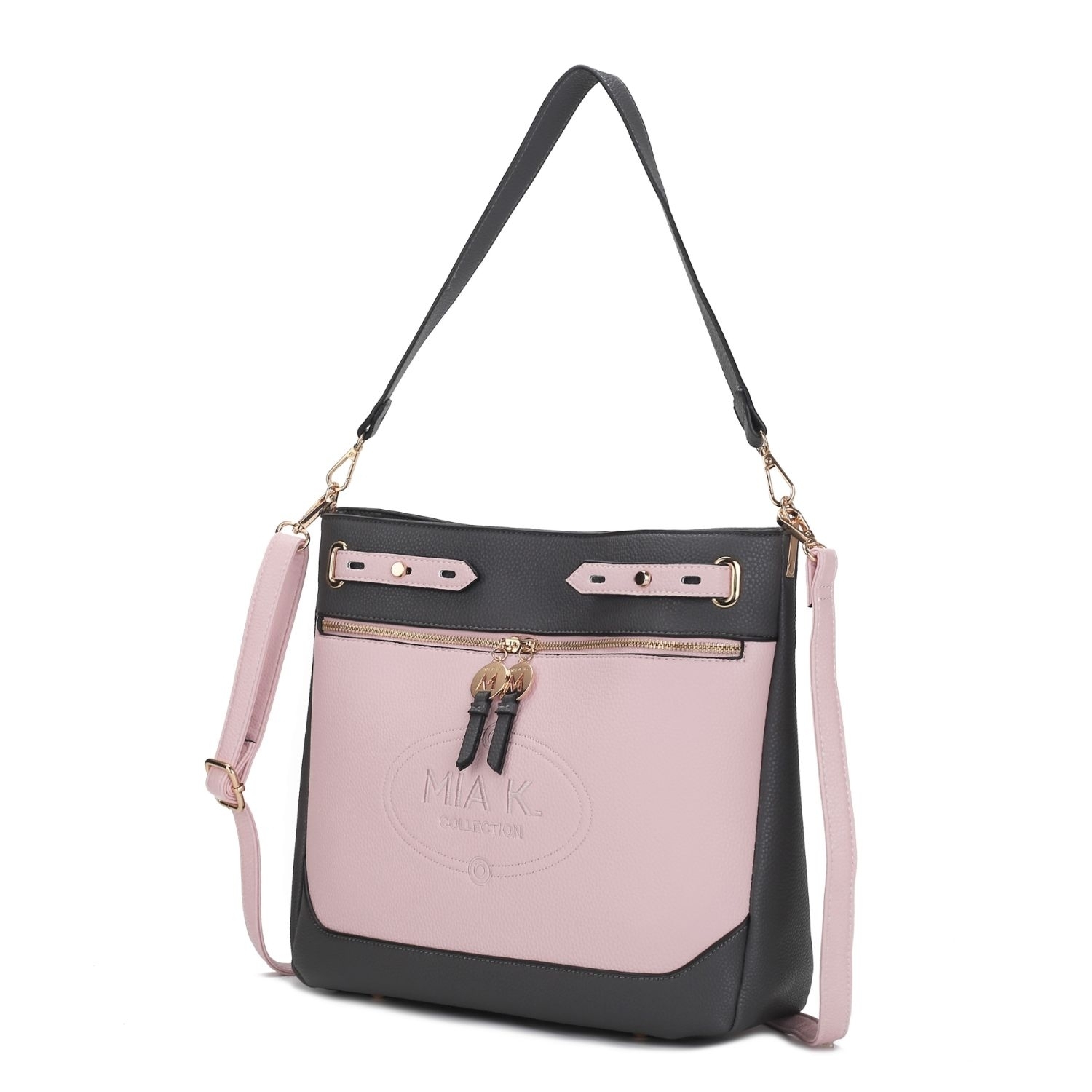 MKF Collection Evie Two-tone Vegan Leather Women's Shoulder Bag By Mia K. - Charcoal-pink