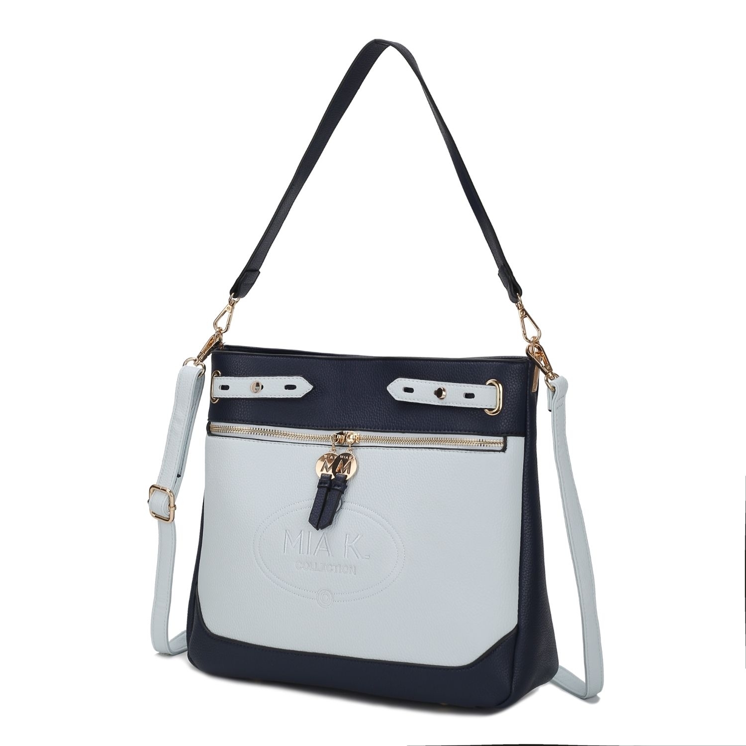 MKF Collection Evie Two-tone Vegan Leather Women's Shoulder Bag By Mia K. - Navy-light Blue