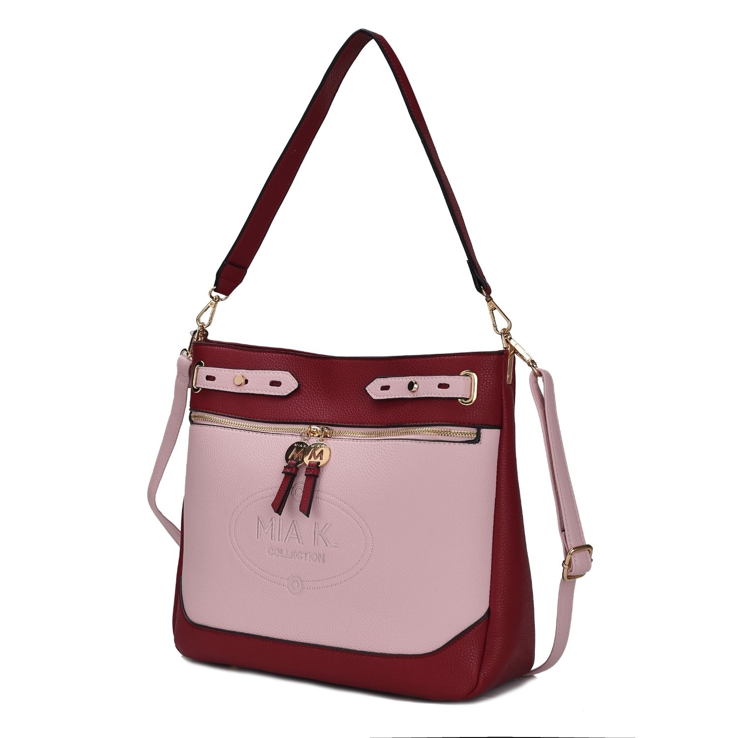 MKF Collection Evie Two-tone Vegan Leather Women's Shoulder Bag By Mia K. - Wine-pink