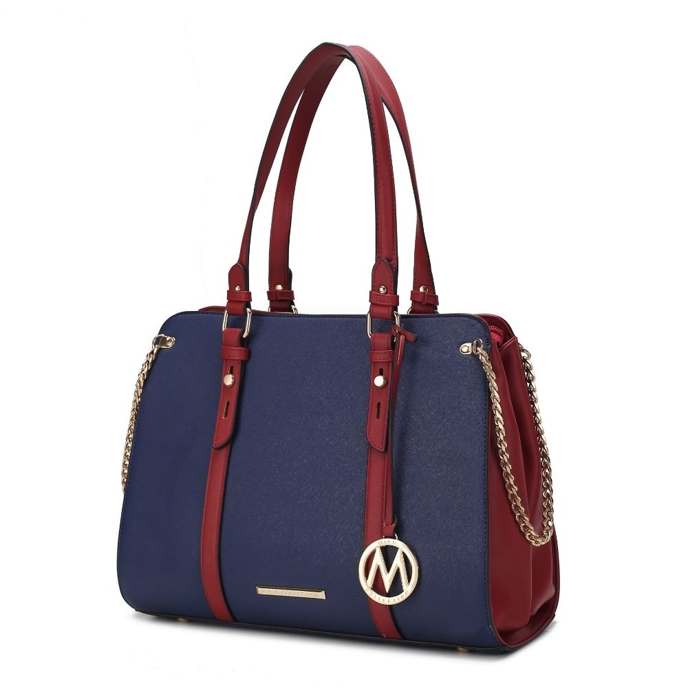 MKF Collection Amy Color Block Vegan Leather Womens Tote Bag By Mia K - Navy