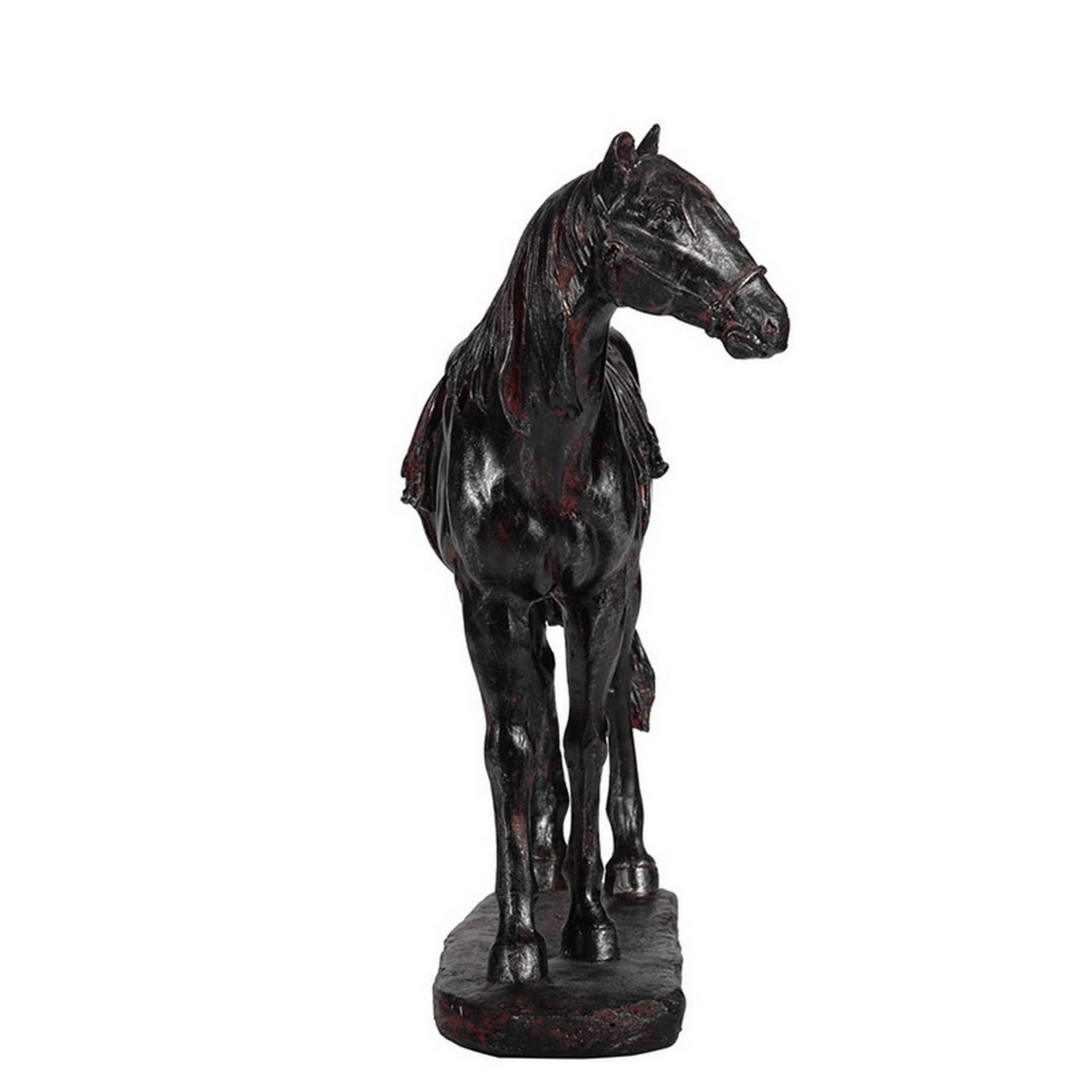 Don 10 Inch Horse Figurine Sculpture, Handmade Table Accent Brown Polyresin- Saltoro Sherpi