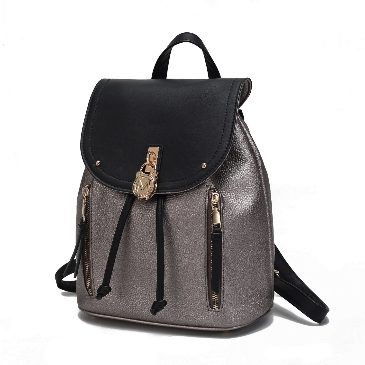 MKF Collection Xandria Vegan Leather Women's Backpack Handbag By Mia K - Pewter-black