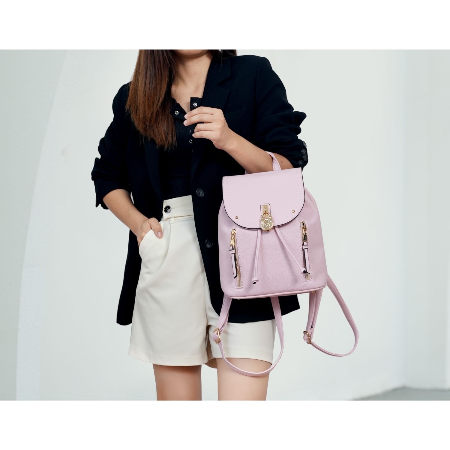 MKF Collection Xandria Vegan Leather Women's Backpack Handbag By Mia K - Pink