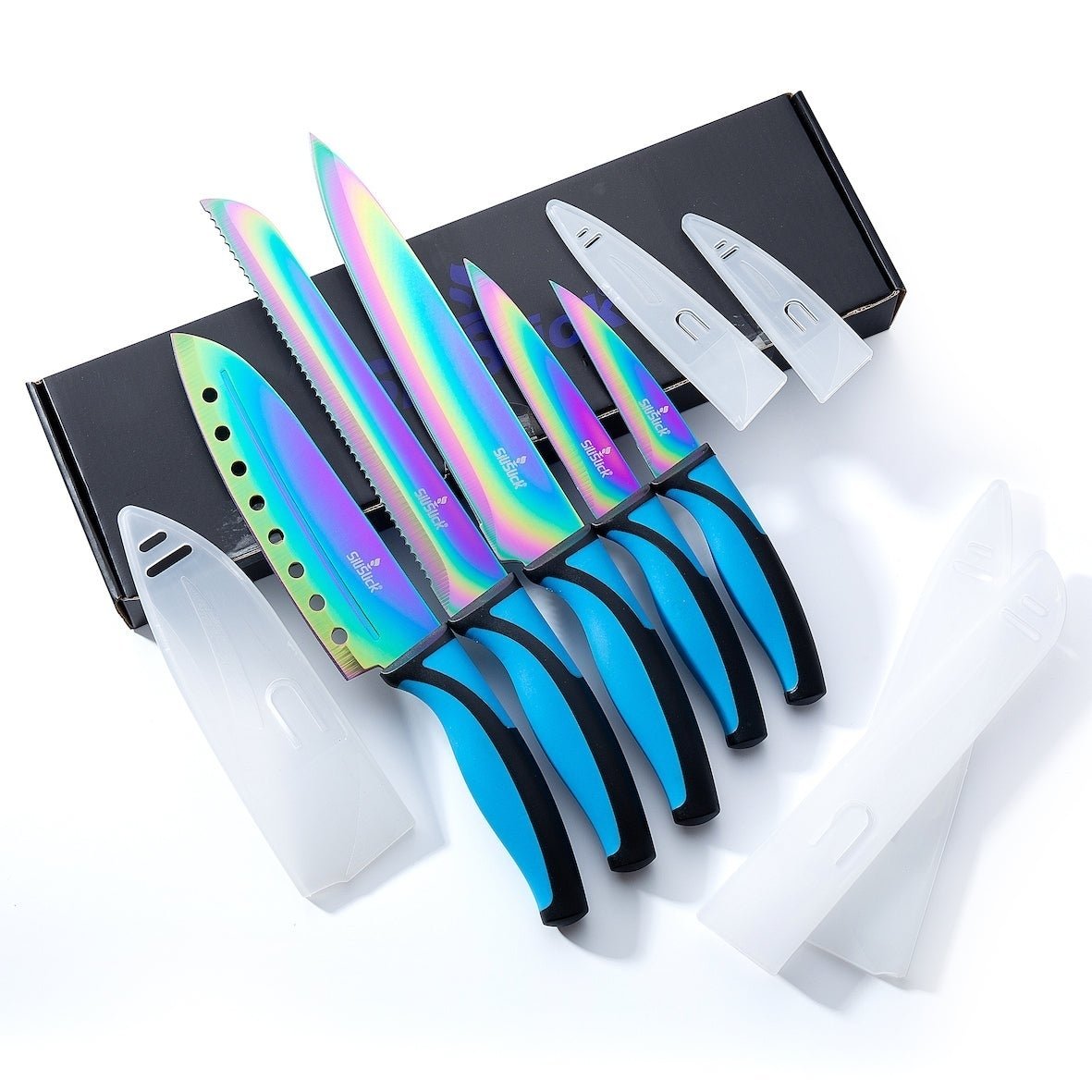 SiliSlick Kitchen Knife Set Titanium Coated Sharp Stainless Steel