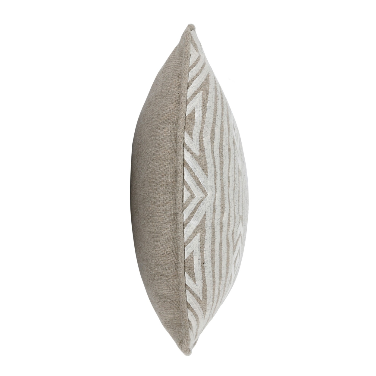 12 X 16 Square Linen Accent Throw Pillow, Tribal Accent, Piped Edges, Ivory, Saltoro Sherpi