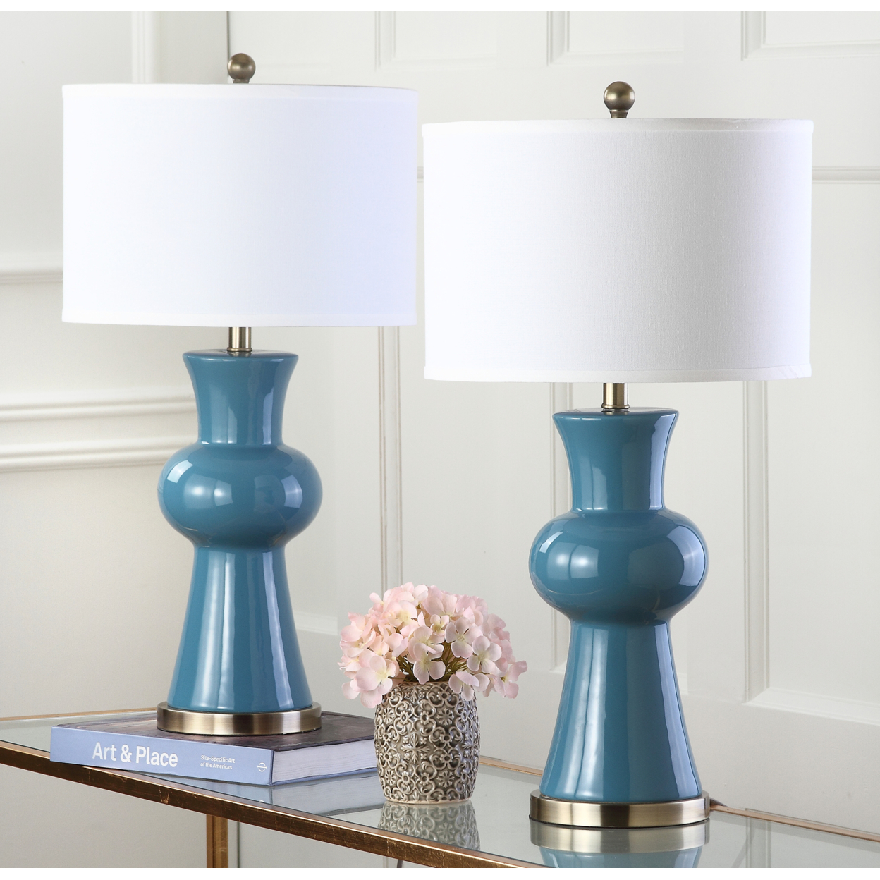 SAFAVIEH Lola Column Table Lamp (Set Of 2) , Blue ,