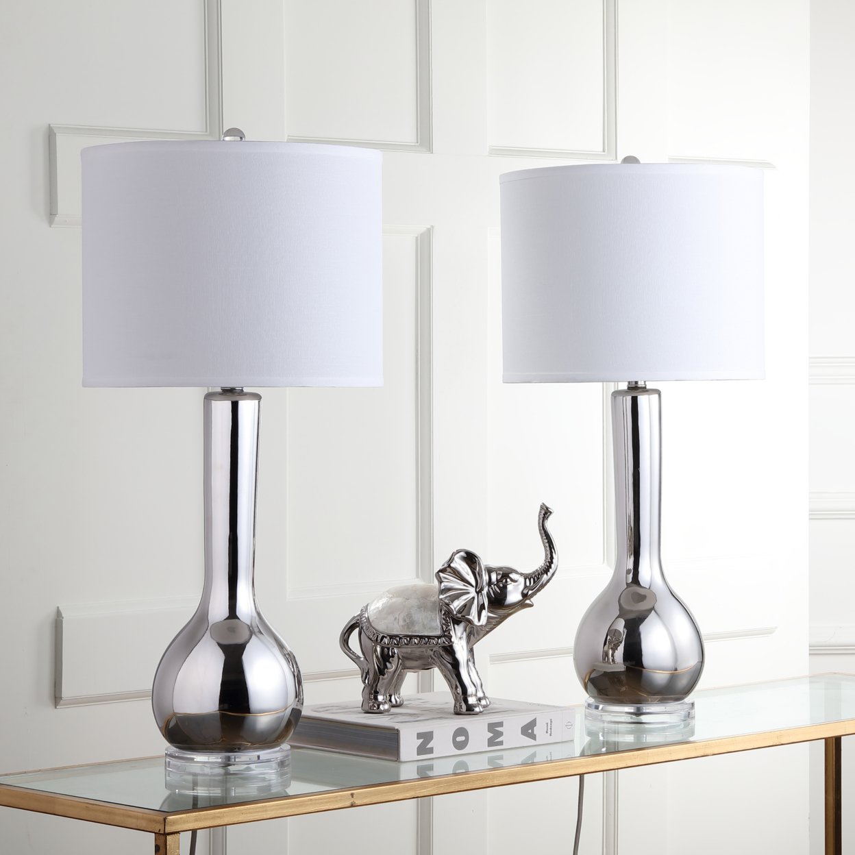 SAFAVIEH Mae Long Neck Table Lamp (Set Of 2) , Silver ,