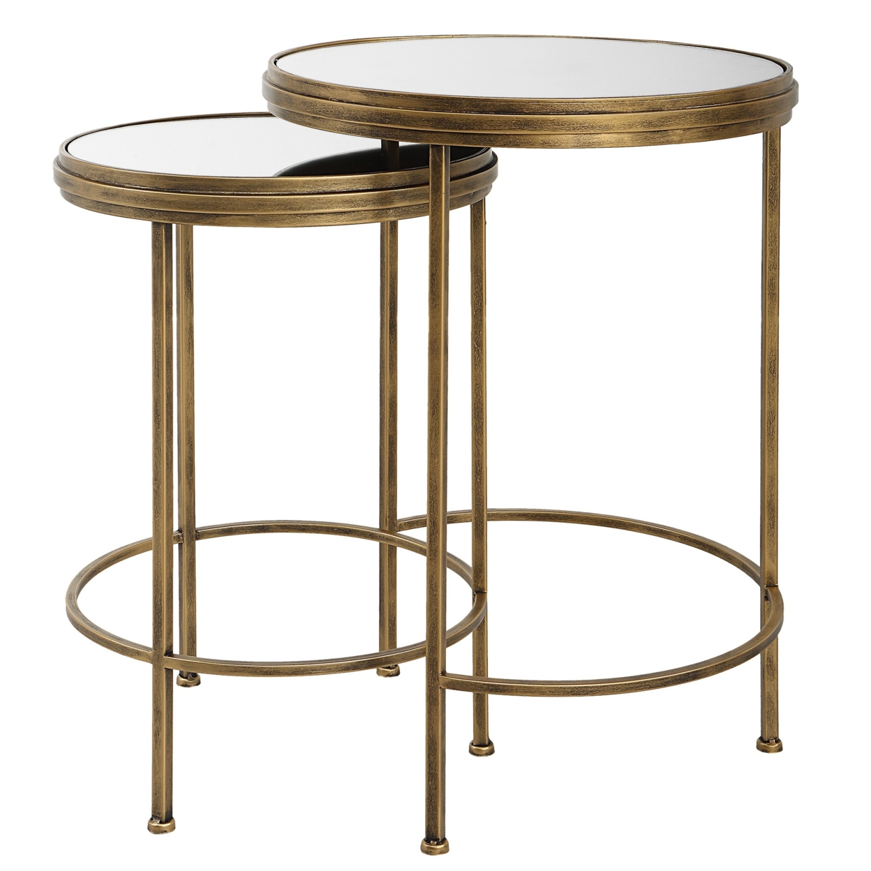 15, 18 Inch Set Of 2 Nesting Accent Tables With Mirrored Tops, Modern, Gold- Saltoro Sherpi