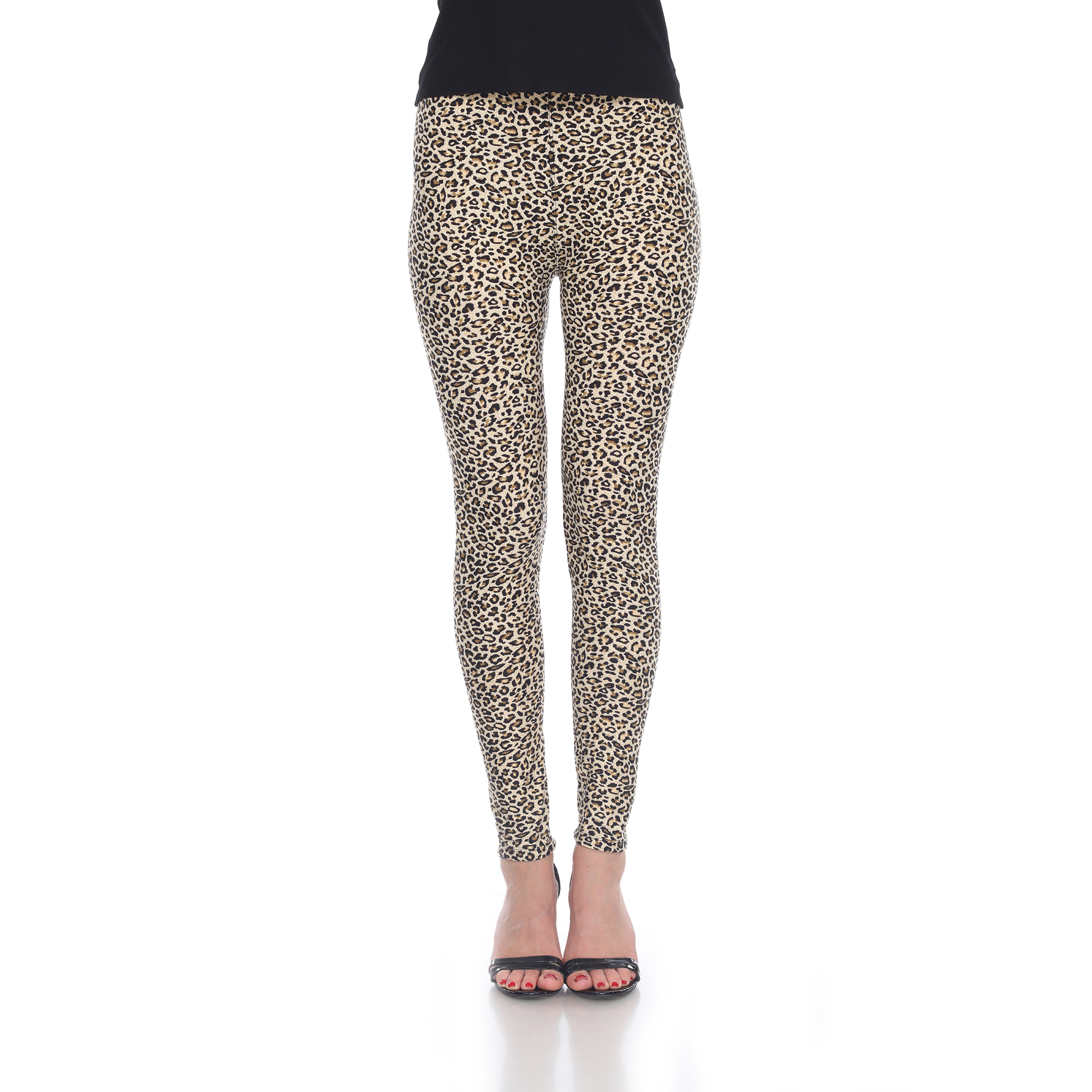 White Mark Women's Animal Print Stretch Leggings - Brown Cheetah, Plus Size