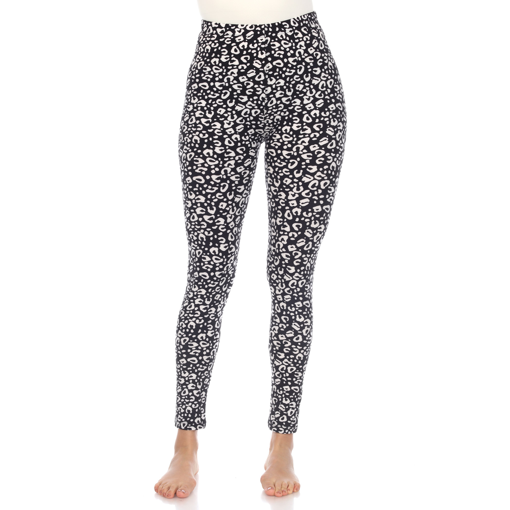 White Mark Women's Leopard Print Stretch Leggings - Black, One Size