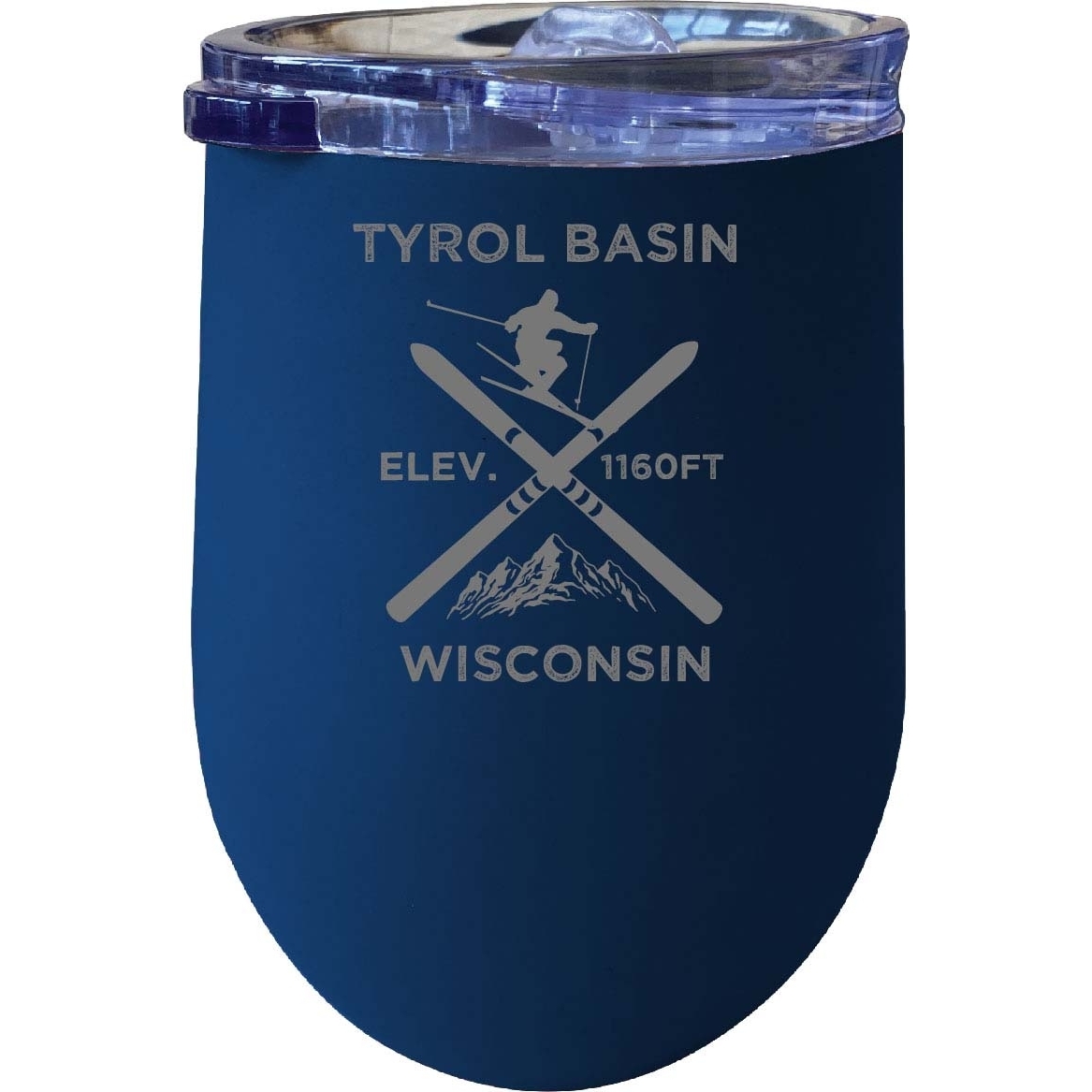 Tyrol Basin Wisconsin Ski Souvenir 12 Oz Laser Etched Insulated Wine Stainless Steel Tumbler - Ranbow Glitter Grey