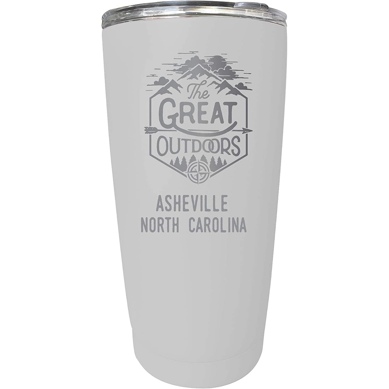 Asheville North Carolina Etched 16 Oz Stainless Steel Insulated Tumbler Outdoor Adventure Design - White